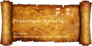 Preininger Katalin névjegykártya